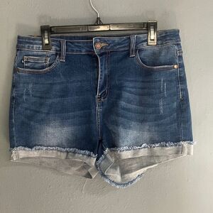 Judy Blue Denim Cuffed Blue Women's High Rise Shorts size 31 #711